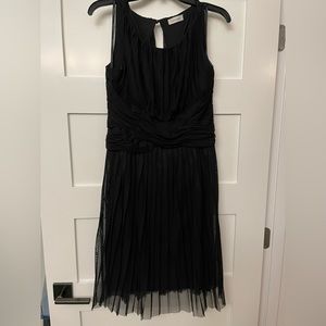 Black Tulle Pleated Calvin Klein Dress with Keyhole Back size 10